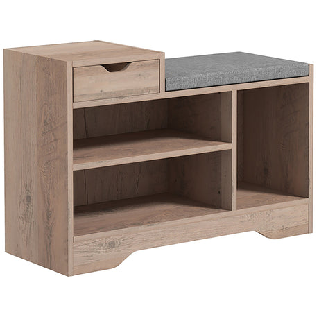 Wooden Shoe Storage Bench 76.5cm Wide With Cushion - Velmora