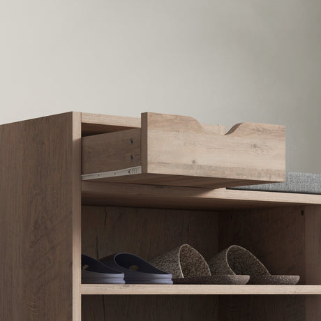 Wooden Shoe Storage Bench 76.5cm Wide With Cushion - Velmora
