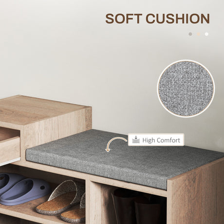 Wooden Shoe Storage Bench 76.5cm Wide With Cushion - Velmora