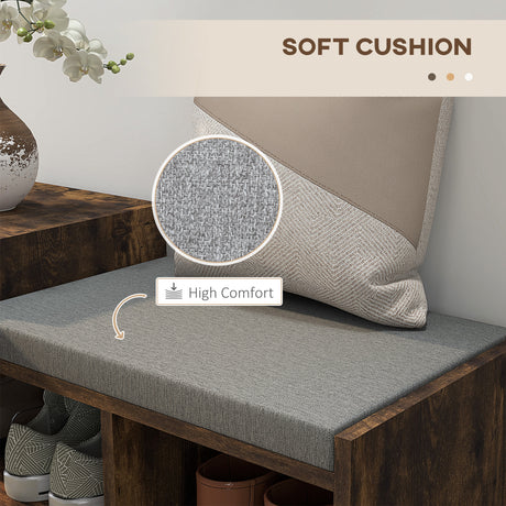 Wooden Shoe Storage Bench 76.5cm Wide With Cushion - Velmora