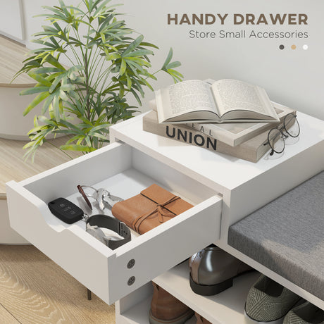 Wooden Shoe Storage Bench 76.5cm Wide With Cushion - Velmora