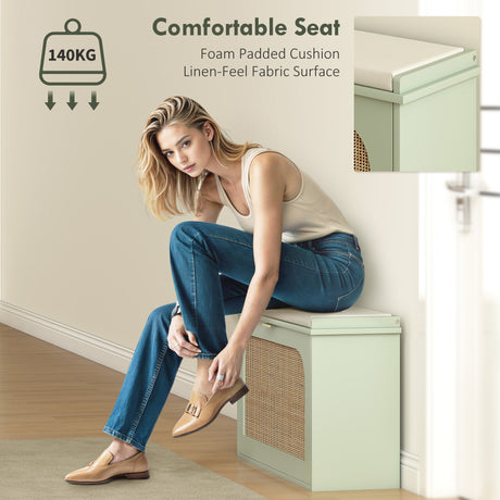 Wooden Shoe Storage Bench 80cm Wide With Cushion And Flip Drawer - Velmora