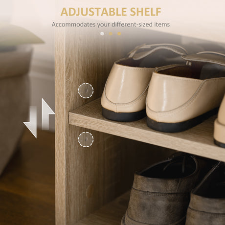 Wooden Shoe Storage Bench 80cm Wide With Cushion - Velmora