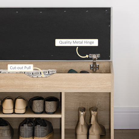 Wooden Shoe Storage Bench 80cm Wide With Cushion - Velmora