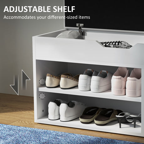 Wooden Shoe Storage Bench 80cm Wide With Cushion - Velmora