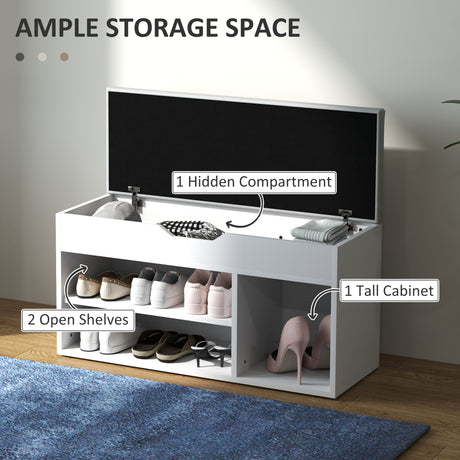 Wooden Shoe Storage Bench 80cm Wide With Cushion - Velmora