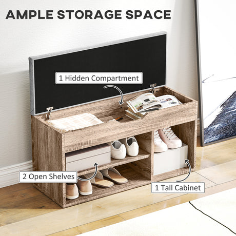 Wooden Shoe Storage Bench 80cm Wide With Cushion - Velmora