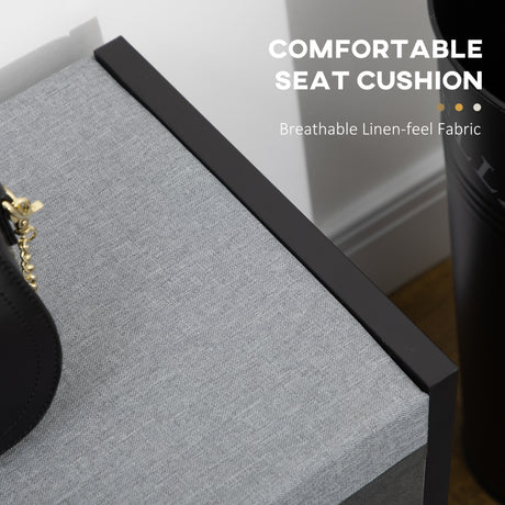 Wooden Shoe Storage Bench 90cm Wide With Cushion - Velmora