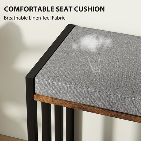 Wooden Shoe Storage Bench 90cm Wide With Cushion - Velmora