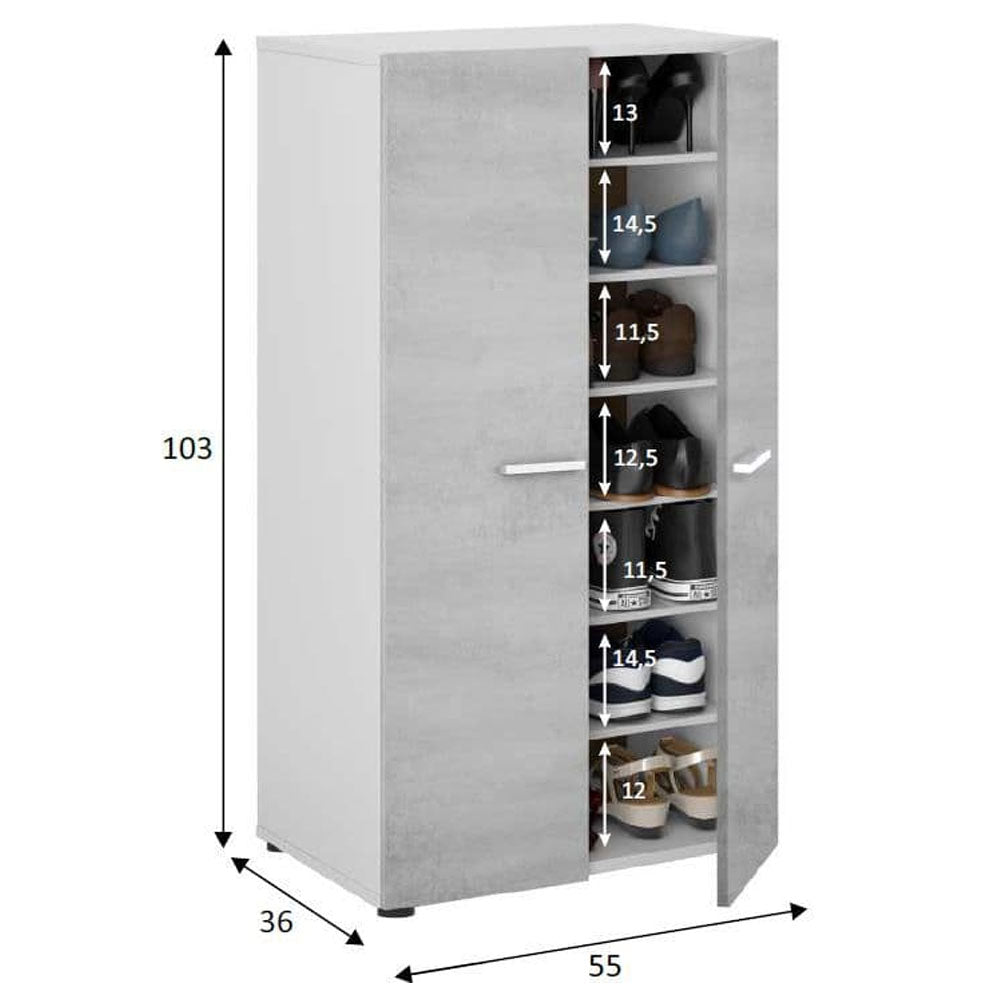 Wooden Shoe Storage Cabinet 103cm High With 2 Doors - Zulia