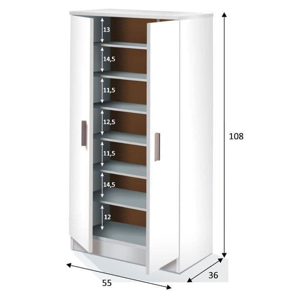Wooden Shoe Storage Cabinet 108cm High With 2 Doors - Zulia
