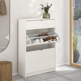 Wooden Shoe Storage Cabinet With 2 Flap Doors And 1 Drawer - Seabrook