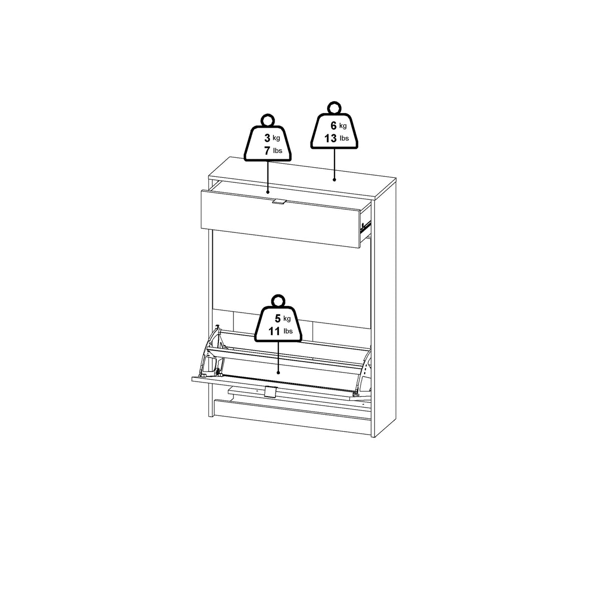 Wooden Shoe Storage Cabinet With 2 Flap Doors And 1 Drawer - Seabrook
