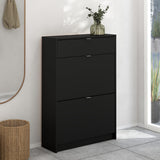 Wooden Shoe Storage Cabinet With 2 Flap Doors And 1 Drawer - Seabrook