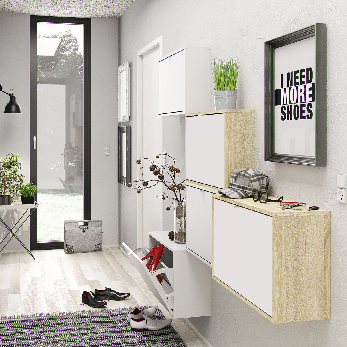 Wooden Shoe Storage Cabinet With 2 Flip Down Doors And 1 Layer - Seabrook