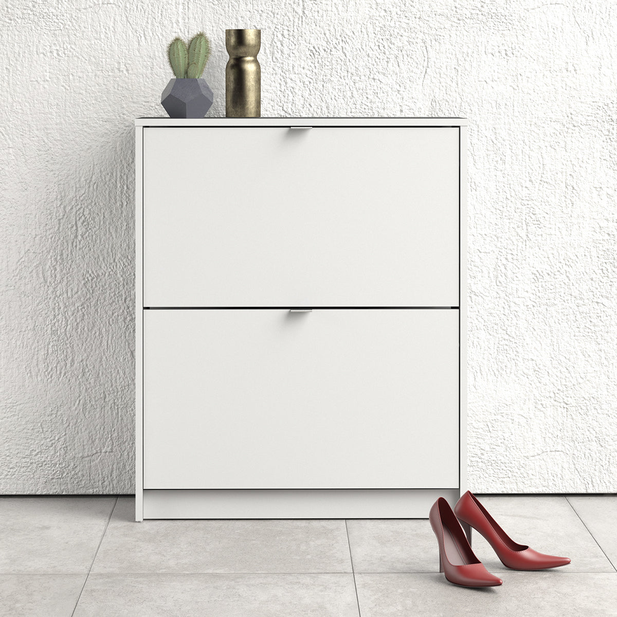 Wooden Shoe Storage Cabinet With 2 Flip Down Doors And 2 Layers - Seabrook
