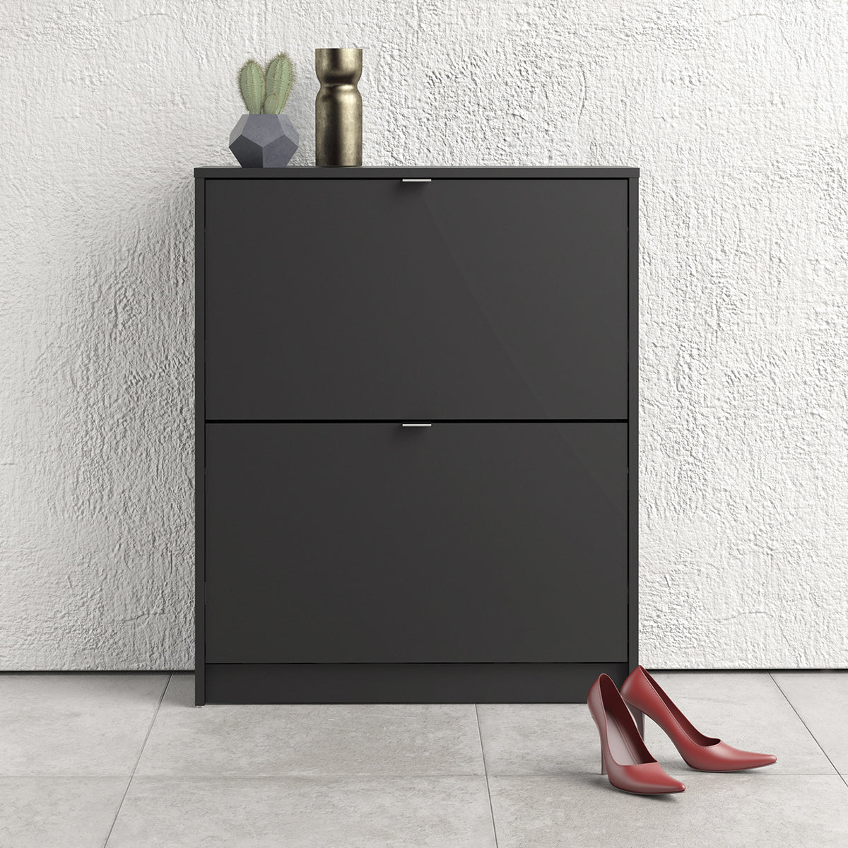 Wooden Shoe Storage Cabinet With 2 Flip Down Doors And 2 Layers - Seabrook