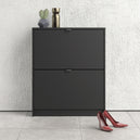 Wooden Shoe Storage Cabinet With 2 Flip Down Doors And 2 Layers - Seabrook
