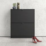 Wooden Shoe Storage Cabinet With 2 Flip Down Doors And 2 Layers - Seabrook