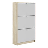 Wooden Shoe Storage Cabinet With 3 Flip Down Doors And 2 Layers - Seabrook