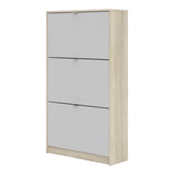 Wooden Shoe Storage Cabinet With 3 Flip Down Doors And 2 Layers - Seabrook