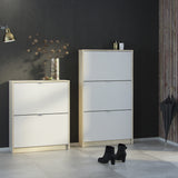 Wooden Shoe Storage Cabinet With 3 Flip Down Doors And 2 Layers - Seabrook