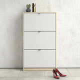 Wooden Shoe Storage Cabinet With 3 Flip Down Doors And 2 Layers - Seabrook