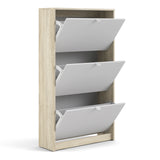 Wooden Shoe Storage Cabinet With 3 Flip Down Doors And 2 Layers - Seabrook