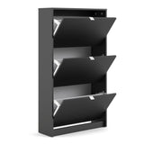 Wooden Shoe Storage Cabinet With 3 Flip Down Doors And 2 Layers - Seabrook