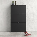 Wooden Shoe Storage Cabinet With 3 Flip Down Doors And 2 Layers - Seabrook
