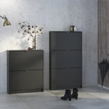 Wooden Shoe Storage Cabinet With 3 Flip Down Doors And 2 Layers - Seabrook