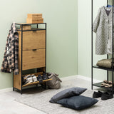 Wooden Shoe Storage Cabinet With 3 Flip Down Doors - Seaford