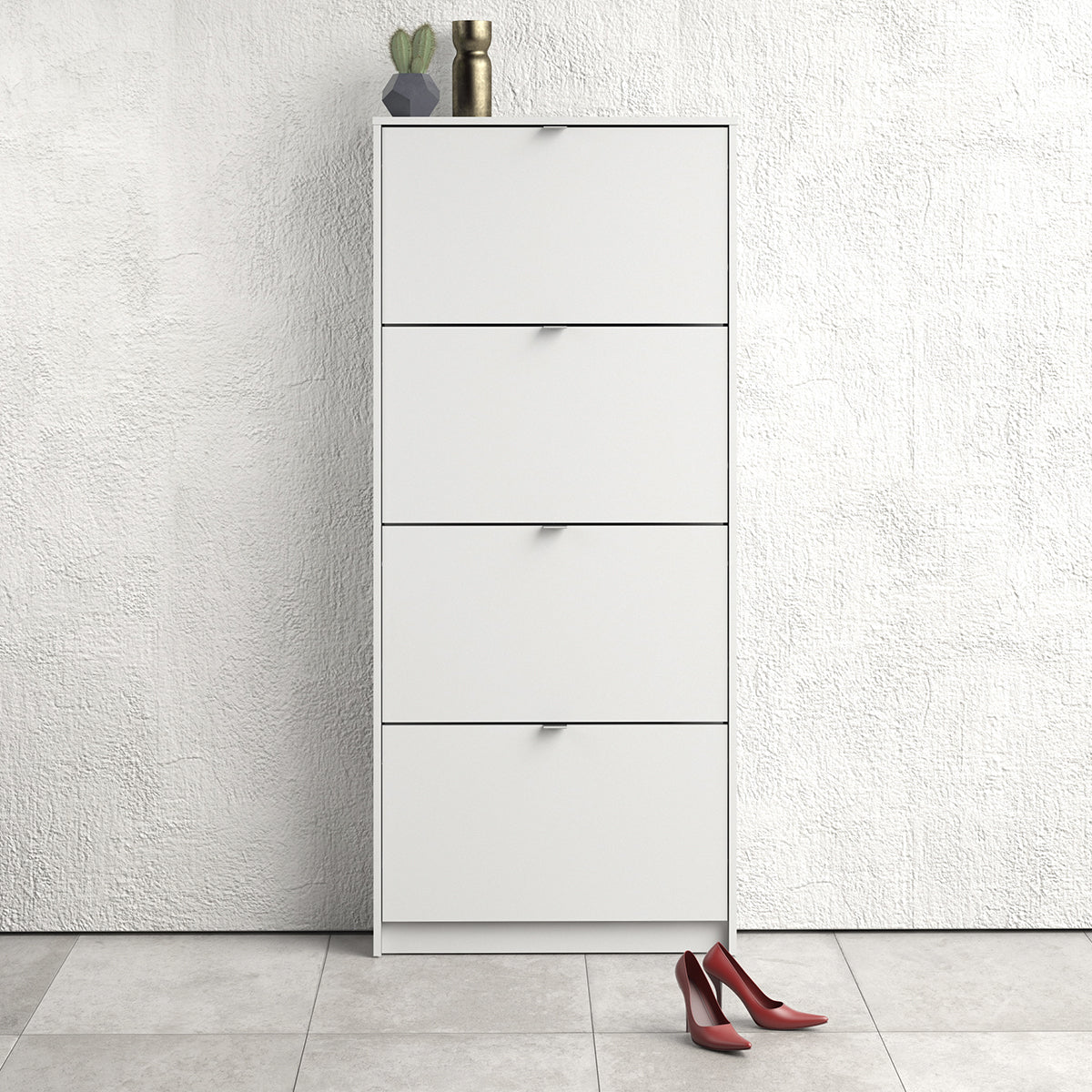 Wooden Shoe Storage Cabinet With 4 Flip Down Doors And 1 Layer - Seabrook