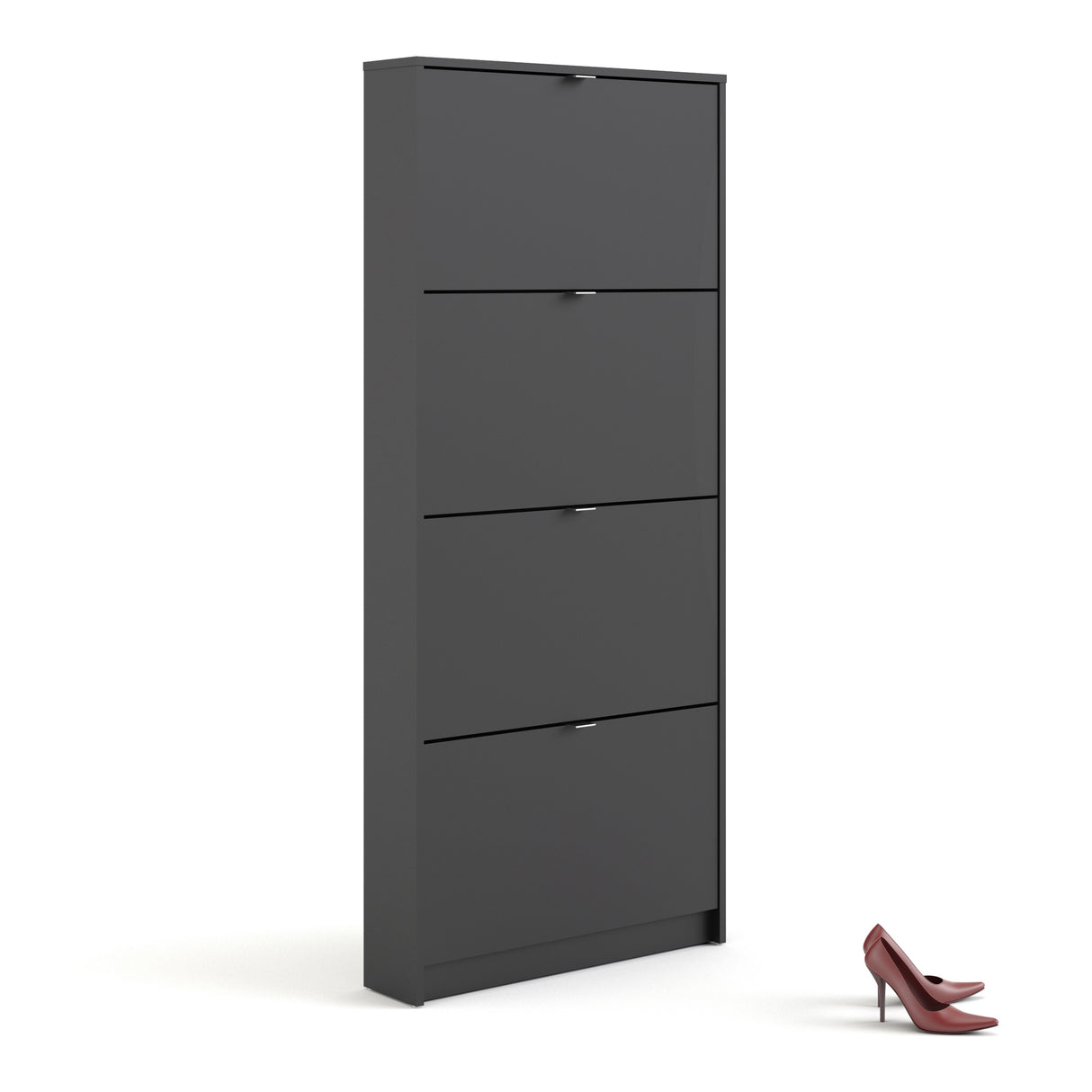 Wooden Shoe Storage Cabinet With 4 Flip Down Doors And 1 Layer - Seabrook
