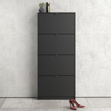 Wooden Shoe Storage Cabinet With 4 Flip Down Doors And 1 Layer - Seabrook