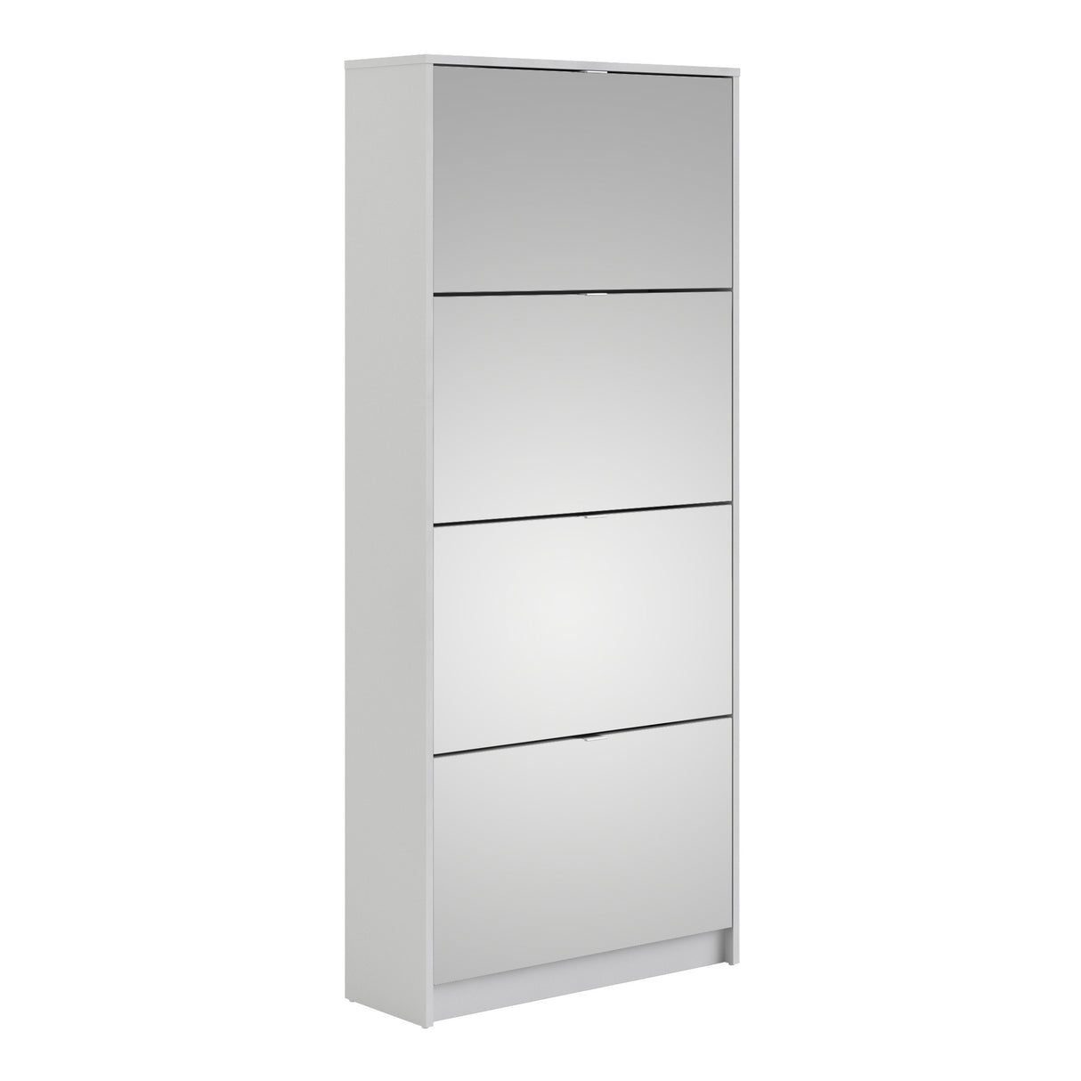 Wooden Shoe Storage Cabinet With 4 Mirrored Flip Down Doors And 2 Layers - Seabrook