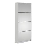 Wooden Shoe Storage Cabinet With 4 Mirrored Flip Down Doors And 2 Layers - Seabrook