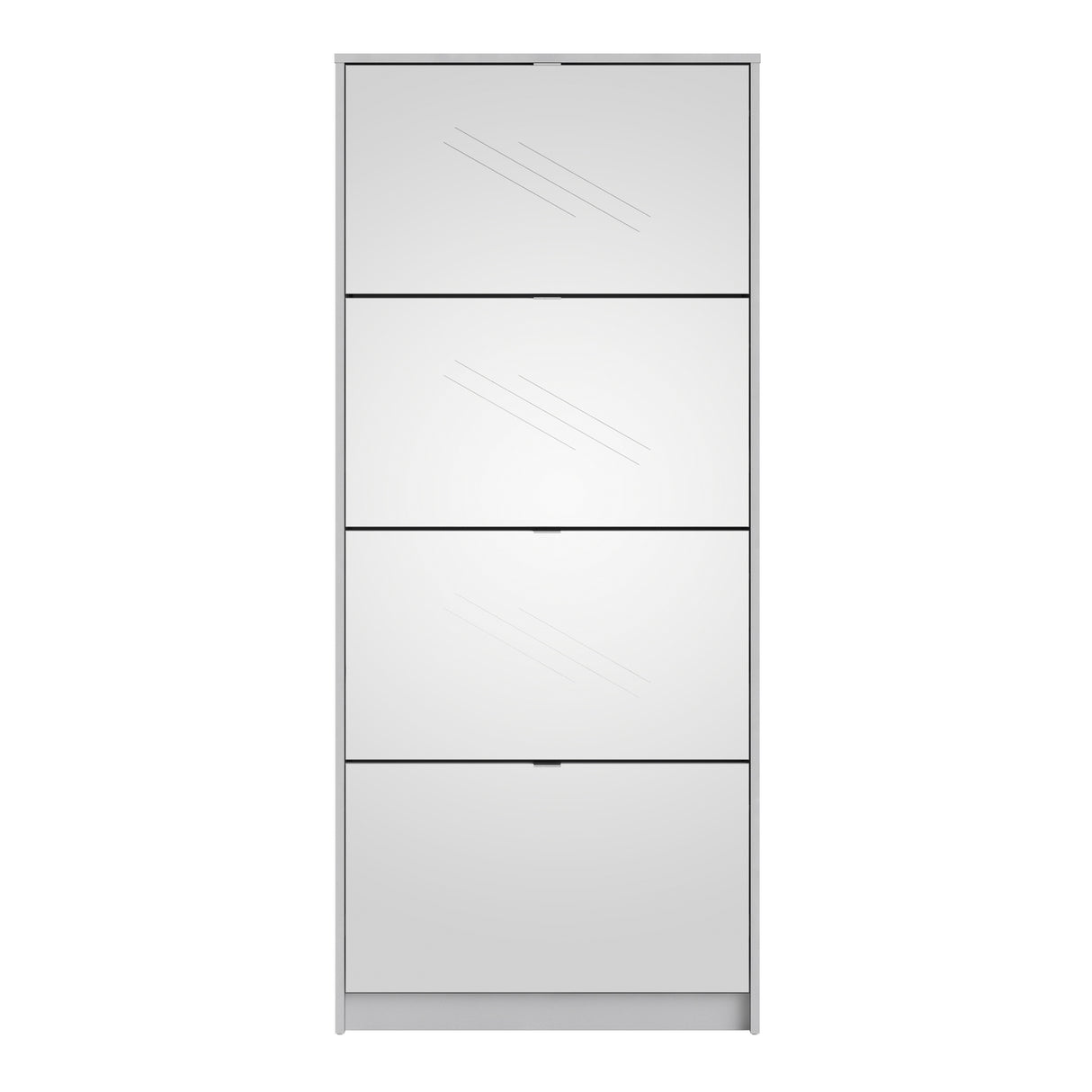 Wooden Shoe Storage Cabinet With 4 Mirrored Flip Down Doors And 2 Layers - Seabrook