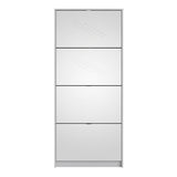 Wooden Shoe Storage Cabinet With 4 Mirrored Flip Down Doors And 2 Layers - Seabrook