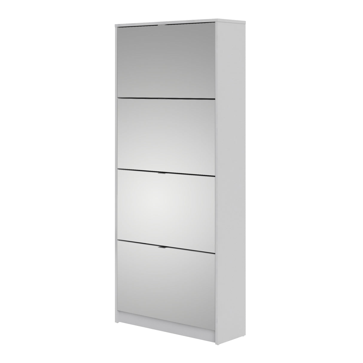 Wooden Shoe Storage Cabinet With 4 Mirrored Flip Down Doors And 2 Layers - Seabrook