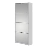 Wooden Shoe Storage Cabinet With 4 Mirrored Flip Down Doors And 2 Layers - Seabrook