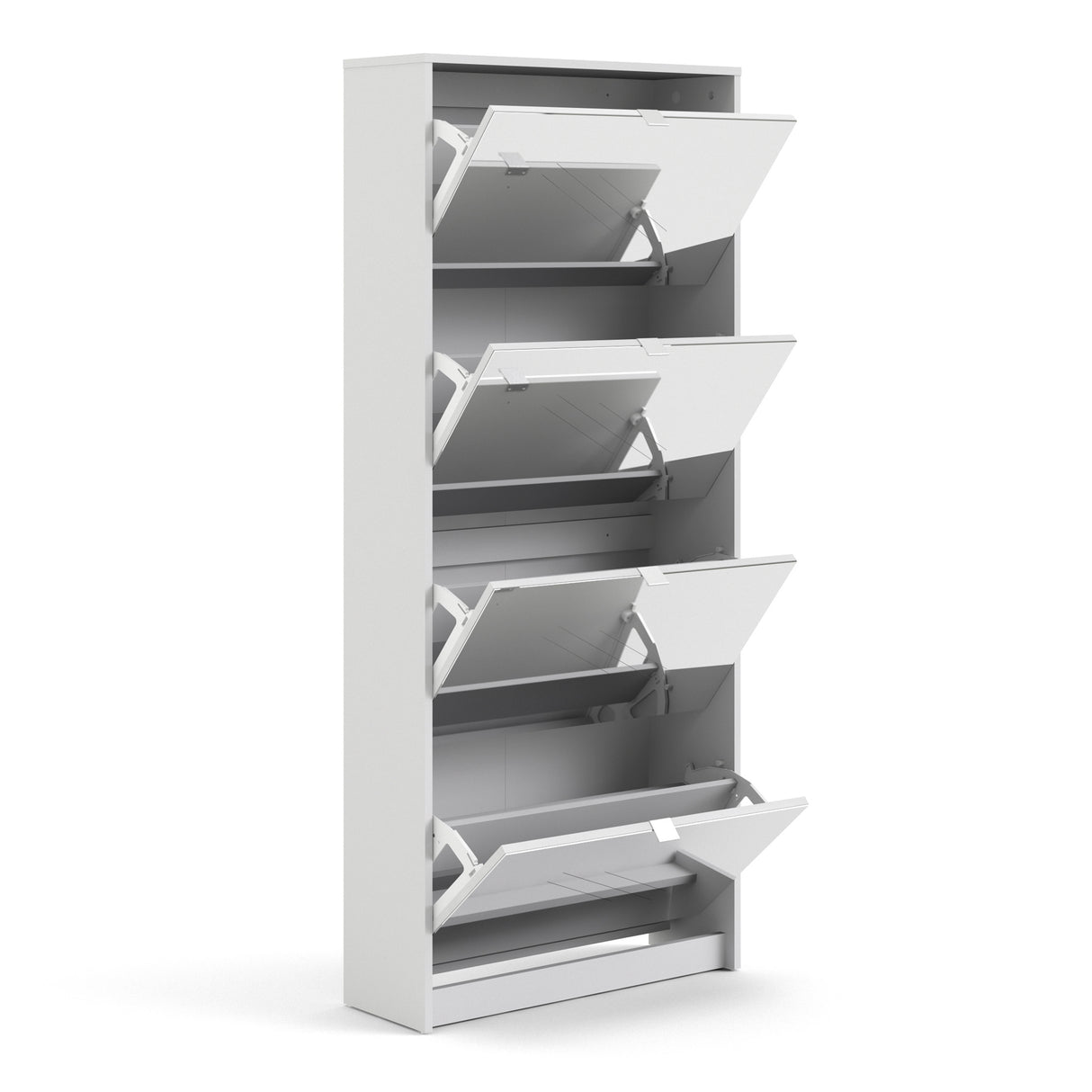 Wooden Shoe Storage Cabinet With 4 Mirrored Flip Down Doors And 2 Layers - Seabrook