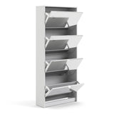 Wooden Shoe Storage Cabinet With 4 Mirrored Flip Down Doors And 2 Layers - Seabrook