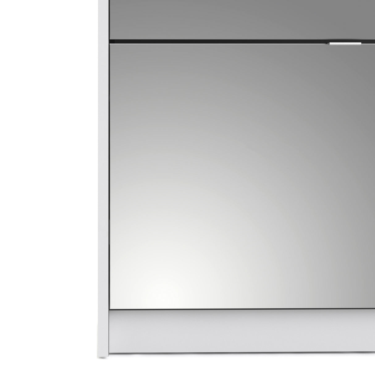 Wooden Shoe Storage Cabinet With 4 Mirrored Flip Down Doors And 2 Layers - Seabrook