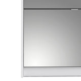 Wooden Shoe Storage Cabinet With 4 Mirrored Flip Down Doors And 2 Layers - Seabrook