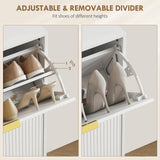 Wooden Shoe Storage Cabinet 60cm Wide With 2 Flip Doors And Gold Legs - Velmora