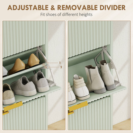Wooden Shoe Storage Cabinet 60cm Wide With 3 Flip Doors And Gold Legs - Velmora