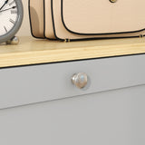 Wooden Shoe Storage Cabinet 60cm Wide With 3 Flip Doors And Light Oak Top - Velmora