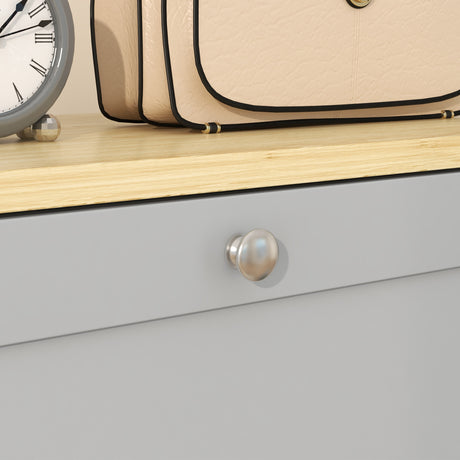 Wooden Shoe Storage Cabinet 60cm Wide With 3 Flip Doors And Light Oak Top - Velmora