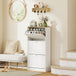 Wooden Shoe Storage Cabinet 60cm Wide With 3 Flip Doors And Light Oak Top - Velmora